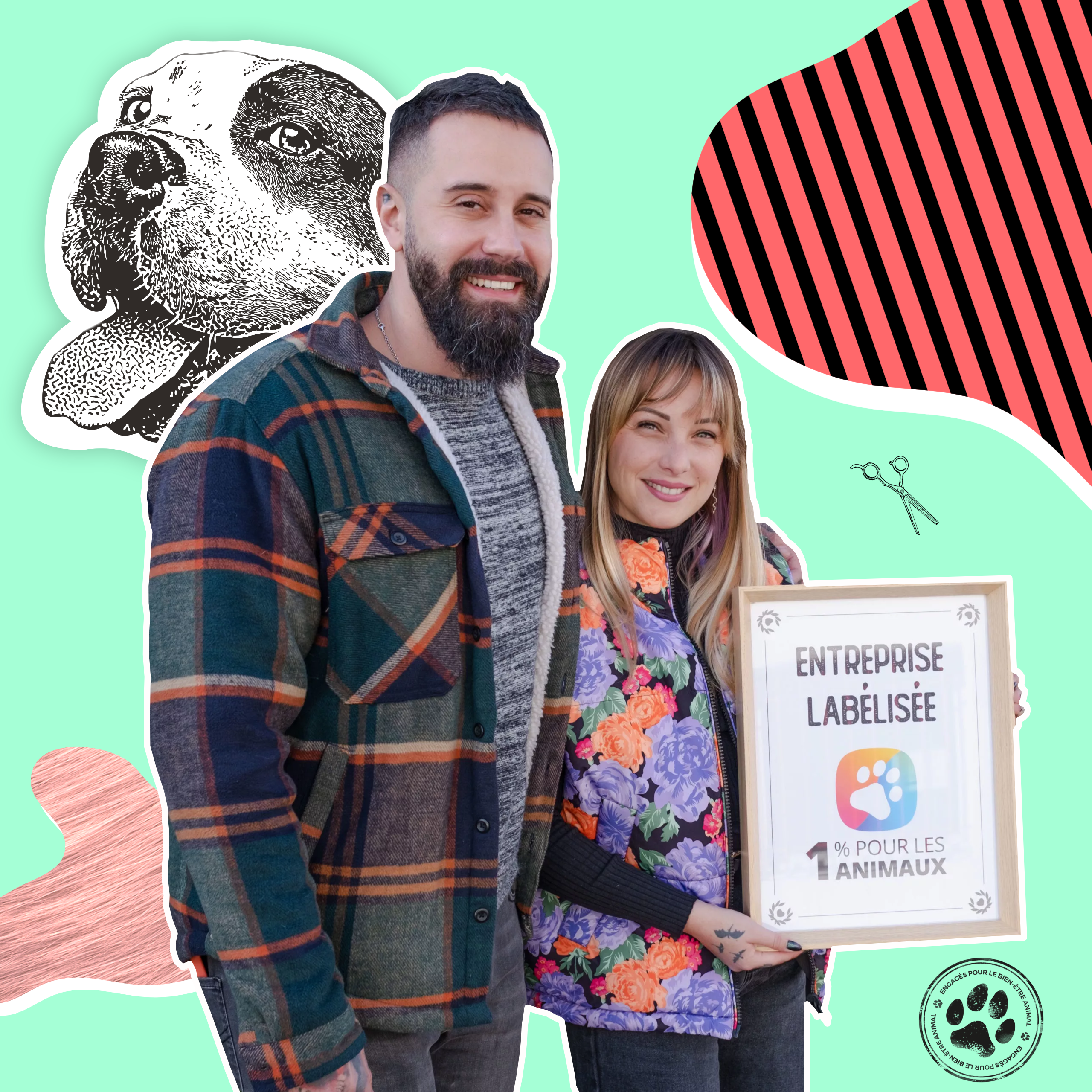 Virginie et Adam de Snob Dog Academy ont rejoint le label 1% pour les animaux de Youcare