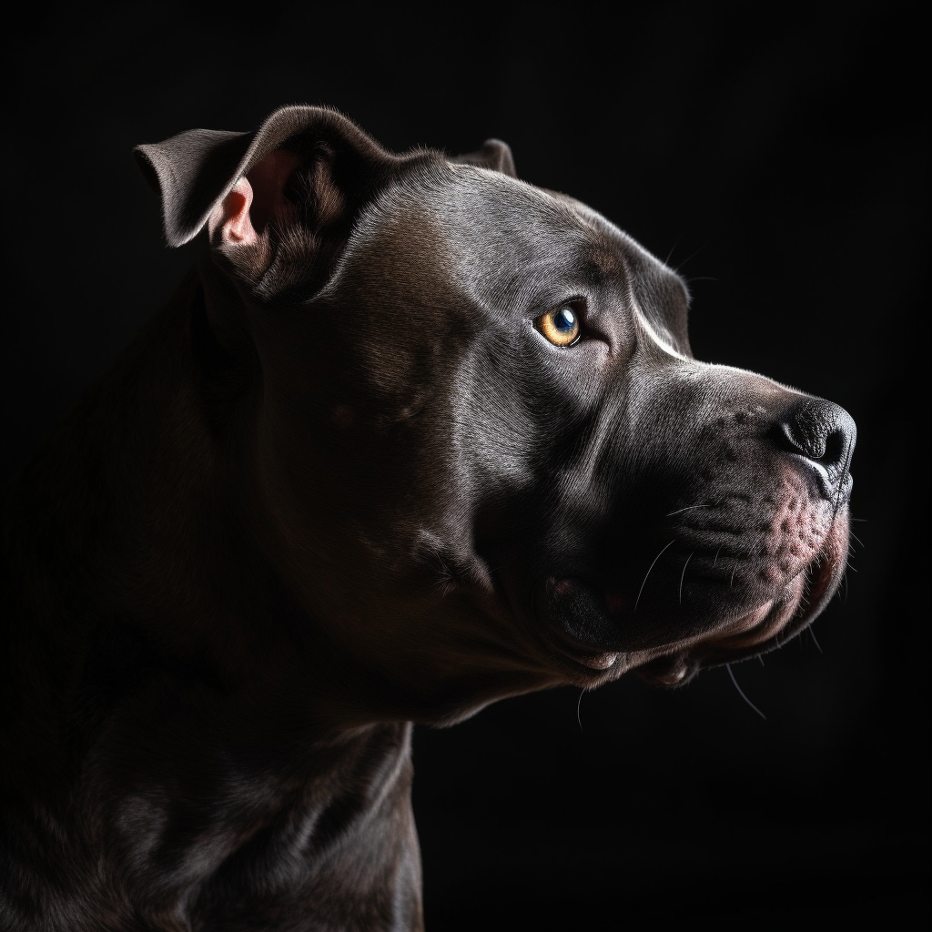 photo d'un American Staffordshire Terrier sur fond noir