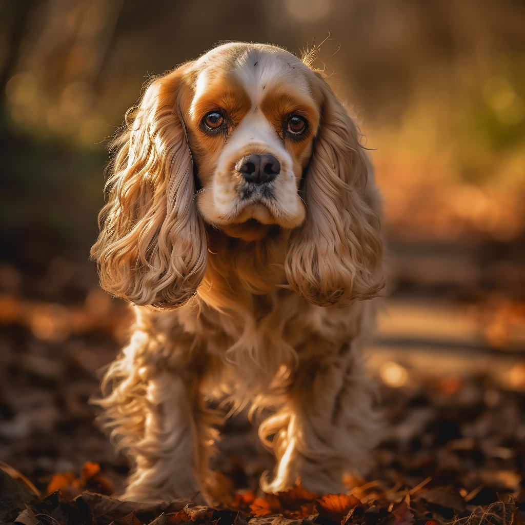 un American cocker spaniel ou cocker américain dans une foret