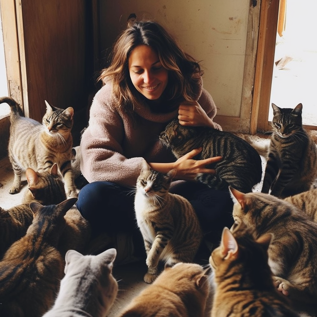 Formation Métiers Animaliers à distance pour adultes avec Snob Dog Academy. Une femme qui s'occupe de chats.