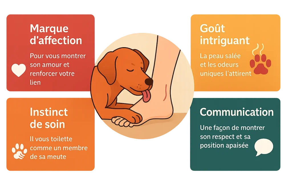chien qui lèche les pieds