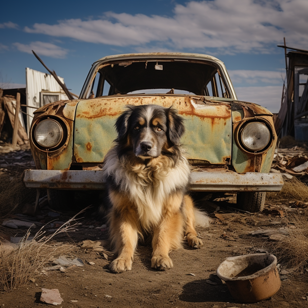 Anxiété de Séparation chez Ton Chien ou Chat pendant la Rentrée : Tout ce que tu Dois Absolument Savoir. Un chien qui se sent abandonné à côté d'une voiture