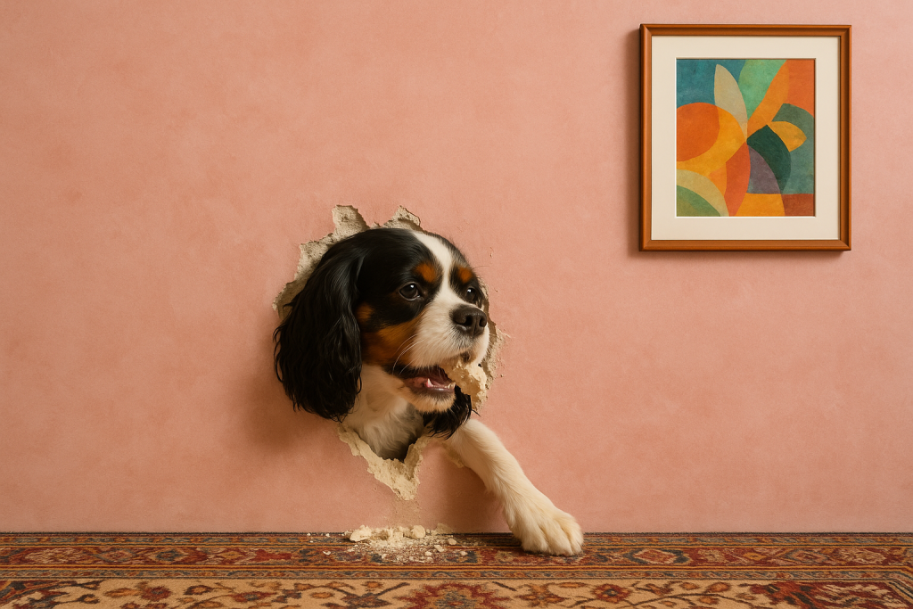 chien qui mange les murs