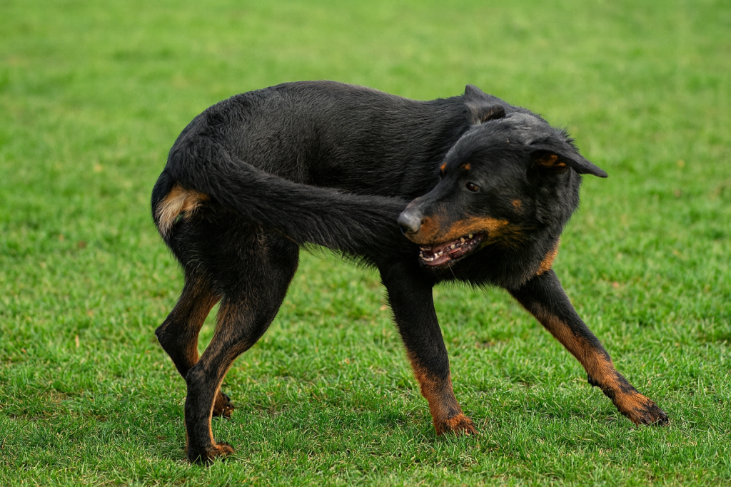 chien qui se mord la queue